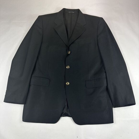 Canali Jacket Blazer 3 Button Black Sport Coat Wool Made in Italy Men's 52R READ